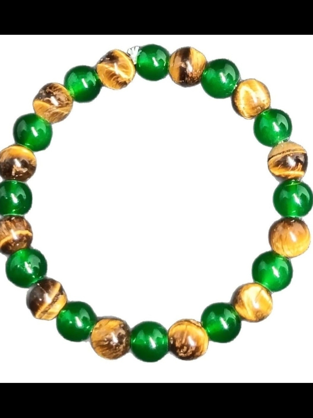 Green and Brown Beaded Stretch Bracelet - Women Jewelry